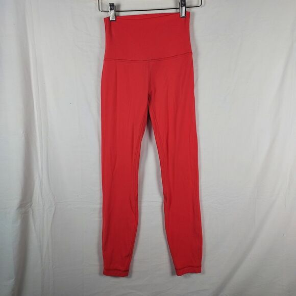 Lululemon Womens Leggings Sz 0 Red High Waist Workout Activewear - Picture 1 of 7